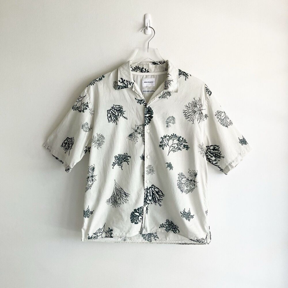 Norse Projects Shirt Size Medium Plant Floral Print Short Sleeve Button Front